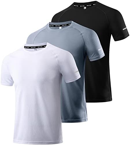 Boyzn 1 или 3 пакуваат маички за тренингот за мажи, суво вклопување маици за влага за влага, спортски салата за атлетски кошули со краток ракав