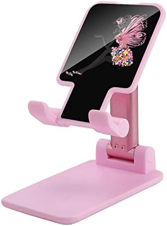 Африкански Девојка Цвеќиња Пеперутки Мобилен Телефон Стојат Прилагодливи Преклопен Таблет Десктоп Телефон Носителот Додатоци