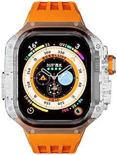 BHOLSA 49мм модификација на комплетот за модификација на кутии за Apple Watch 49мм силиконски каиш Транспарентен случај спорт за серија за iWatch