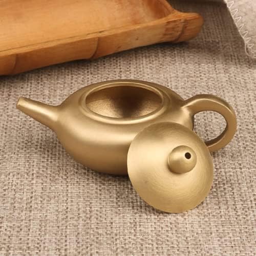 Дажан метал мини мини чајник украс - мал месинг полиран декоративен чај тенџере котел фигурина за домашна спална соба дневна соба