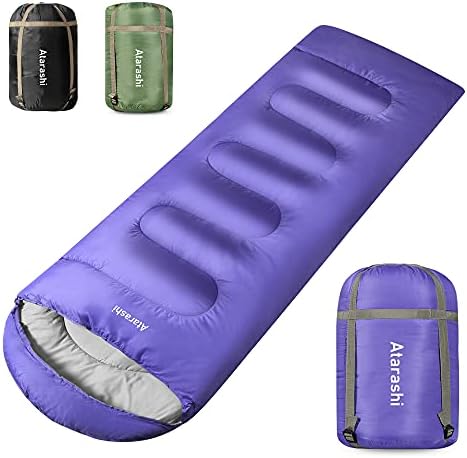 Атараши кампување торба за спиење- 4 сезони за возрасни, лесни, топло, екстра-големи со вреќа за компресија- Одлично за пешачење, ранец и авантури