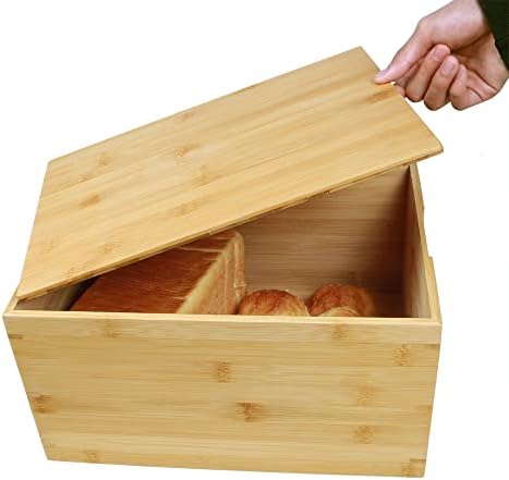 2 ПАРЧИЊА Голема Кутија За Леб, Природен Сад За Храна Од Бамбус, Дополнителна Корпа За Леб за Големо Семејство - нема потреба од инсталирање