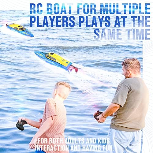 Boat AlphaRev RC - R206 25+ MPH Брз далечински управувач брод за базен и езеро, 2,4GHz RC чамци за возрасни и деца, RC Speed ​​Boat со батерија што може да се полни, летни играчки на отворен