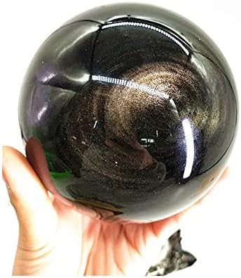 Сосена природна опсидијанска мачка за очи за очи на очите Реики заздравувајќи Фенг Шуи Декоративни топки со скапоцен камен