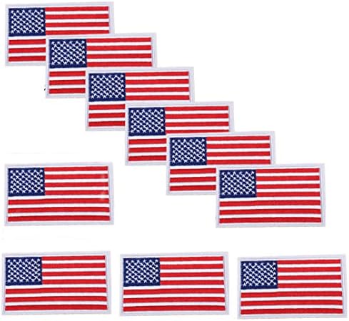 Mscftfb 10 парчиња САД знаме железо на закрпи Голема извезена апликација 3.6x 2inch за 4 -ти јули.