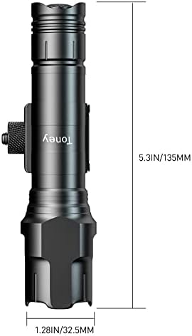 Toney Tactical Flashlight 1200 Lumens Formonlight 3 режими Flashlight со прекинувач за роматен притисок, IPX5 водоотпорна светлина на блиц