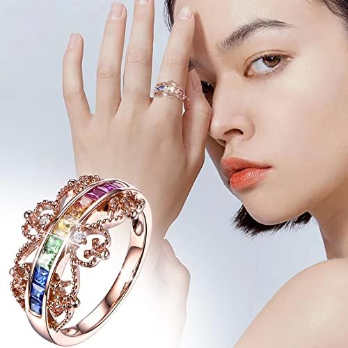 2023 година Нова круна сет циркон розово злато прстен за жени моден накит Популарни додатоци за сопругата прстен за сестра