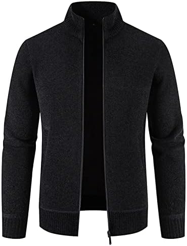 XXBR кардиган џемпери за џемпери за мажи, зимски држач за јака од џемпери со јака, тенок вклопна топла надворешна облека