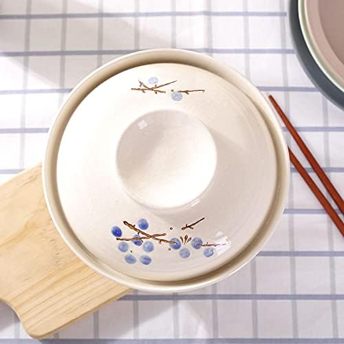 Јапонски креативни керамички садови со рачно насликани со капаци за супа и тестенини, со функција за зачувување на топлина, интегриран