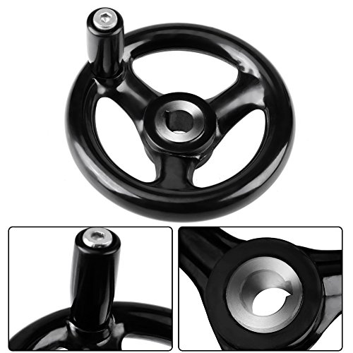 Fafeicy 1PC 12 * 100мм црно пластично тркало тркало со вртење на рачката околу 3 -та тркала за рачно тркало за машина за мелење