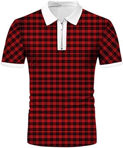 Машки Поло кошули од четвртина-зипер-јака јака јаки маички врвови случајни кратки ракави тенок вклопуваат основни блузи за мешавина од