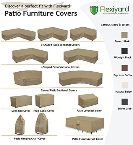 Flexiyard Heavy Duty Outdoor Cover Sofa Cover, водоотпорен 600D двокреветна покривка на каучот, покритие за мебел за внатрешен двор