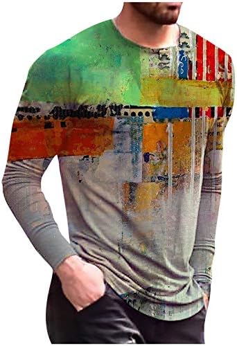 XXBR машки 3Д дигитални печатени маици, 2021 есен со долг ракав екипаж моден летен тенок вклопна обична маичка за маички кошули човек машки маици