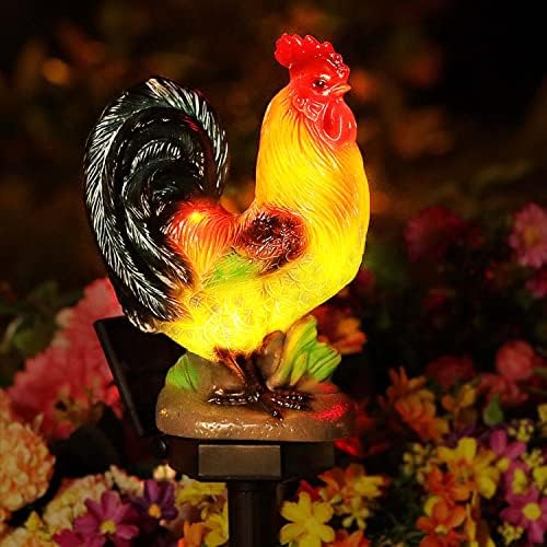 Zfnn Сончев петел светла на отворено декоративни, соларни пилешки декор градинарски влогови светла, водоотпорна статуа на пилешко со LED светла