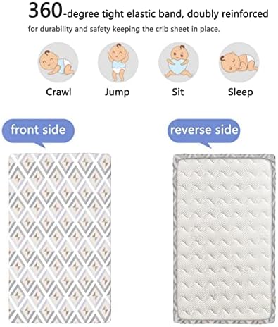 Слоновата коска и сива тематска облека за креветчиња, стандарден душек за креветчиња, ултра мек материјал-бебешки креветчиња за девојче или момче, 28 „x52“, беж сива