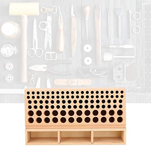Организатор на занаетчиска алатка, кожа алатка стојат дрвена бука 98 дупки за складирање решетката кожа занаетчиска алатка за држач
