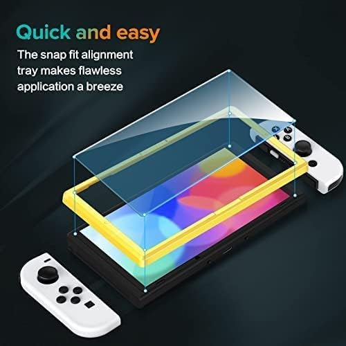 ИВОЛЕР [4 пакет] Заштитник на калено стакло екран дизајниран за Nintendo Switch OLED Model 2021 со [рамка за усогласување] Транспарентен