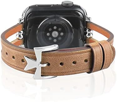 Тенки Ленти Компатибилни со Apple Watch Band 38mm 40mm 41mm 42mm 44mm 45mm Жени, Мека вистинска кожа iwatch band Уникатни Дупки За Дишење