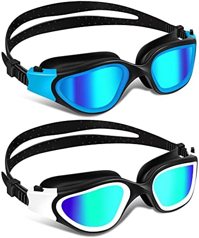 Очила за пливање со целосна пакување 2 пакувања, очила за пливање за возрасни жени млади, без протекување на очила за базени против магла,