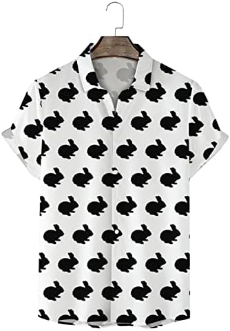 2023 Нова машка модна лежерна личност Велигденска 3Д дигитално печатење зајак печатење со кратки ракави маица маица маица