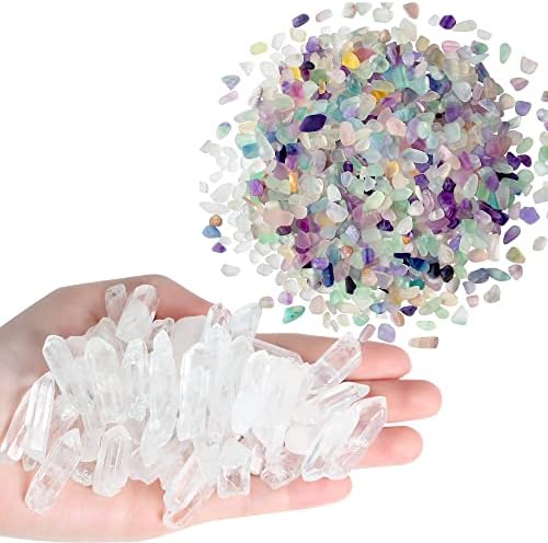 Флуорит аквариум чакал карпи Природни исценети кристални чипови и јасни кварцни кристални точки Природни лековити кристали испрскани