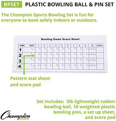 Шампионски спортски куглање сет: гумена топка и пластични иглички за обука, модел: BPSET
