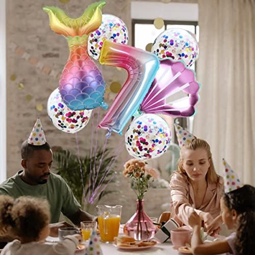 Големи балони роденден 7 година, роденден декорација деца 7-ми роденден декорација, детски роденден декорација, гигант фолија балон, 7-ми