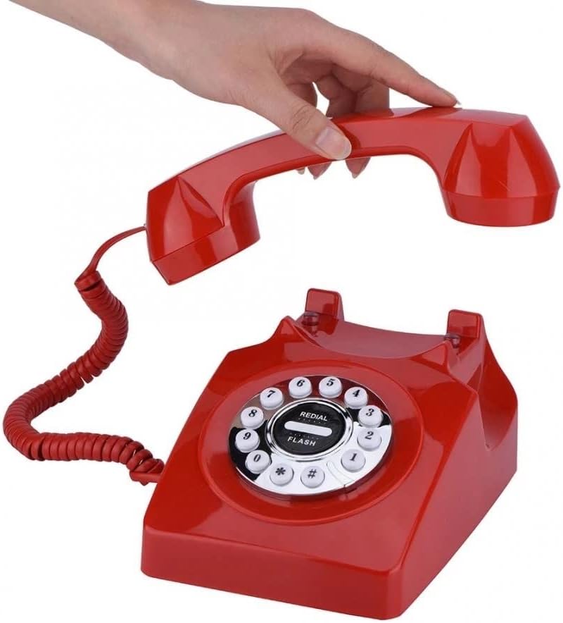 Lepsjgc ротари телефонски жичен ретро телефон за домашна канцеларија за откажување на гроздобер антички телефон