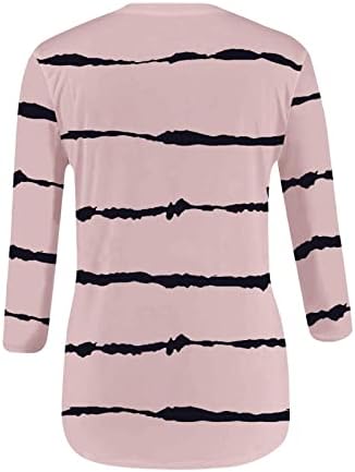 Розова дама есен лето 3/4 ракав маичка облека модна екипаж вратот памук графички лабав фит салон блуза маица за девојки s