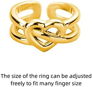 Ринг момче креативно ликвидација во форма на срцев облик на прилагодлив прстен на корејски стил Темперамент Исклучителна loveубов со висок