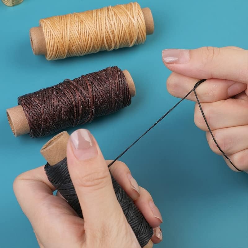 Kaobuy Професионален комплет за шиење за поправка на кожа со кожни игла восоци навои DIY рачно изработени кожни шиење занаетчиски