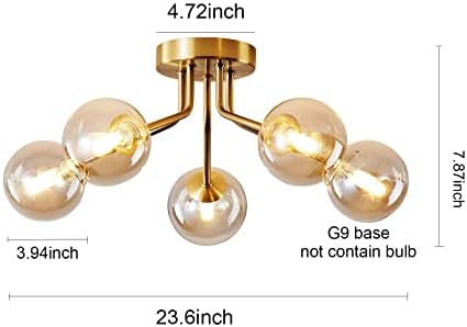 Производство на S&W 5 лесни златни полу -црвени лесни тела за светло светло Спутник лустери за трпезарија спална соба таванот осветлување