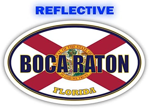 Државно знаме на Бока Ратон Град Флорида | FL Flag Palm Beach County Oval State Colors Рефлексивни налепници за налепници 3x5 инчи