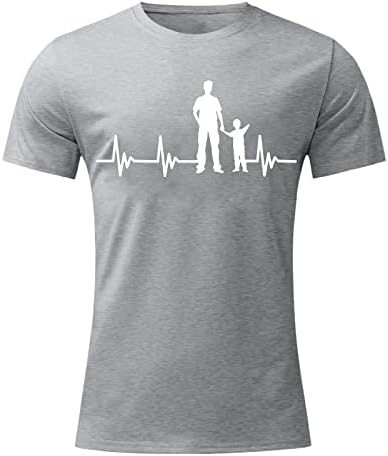 XXBR Денот на таткото маички маици, 2022 Нови летни кратки ракави графички печати тенок вклопуваат основни врвови на екипажот на екипажот