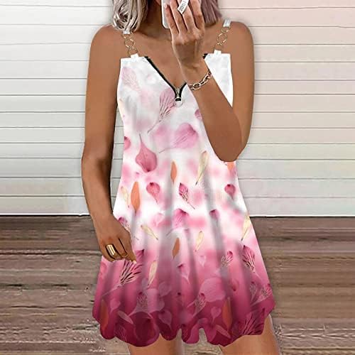 Женски фустани завиткаат женски резервоар фустан патент шпагети каиш сандерс боемски обичен женски летен фустан со