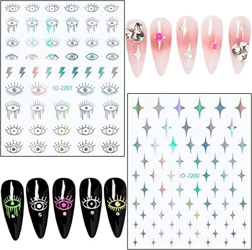 8 листови налепници за нокти на пеперутка 3D лизгачки нокти Декларации Ласерски налепници за нокти за само-лепете дизајн на ноктите за нокти