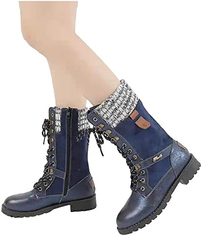 Зимска нова женска ретро топла чизми на снежни чизми гроздобер чизми со средно-телевизиски чизми волна уста дебели потпетици чевли