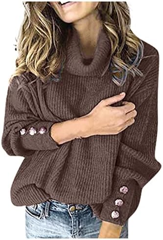 Женски џемпери 2023 година копче за пулвер со долги ракави со долг ракав лабав плетен џемпер врвови пролет