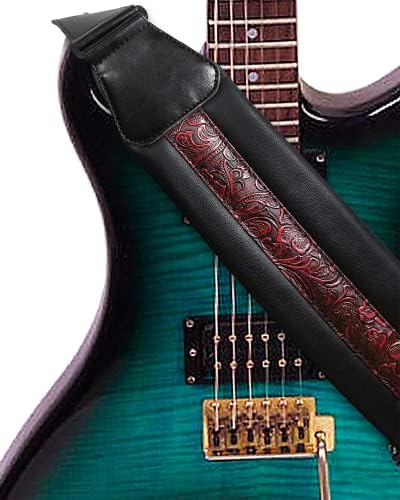 Неопренови кожна гитара каиш 3,4 '' со јаглеродна тока, кожен врв и грб мек за бас, електрична акустична гитара