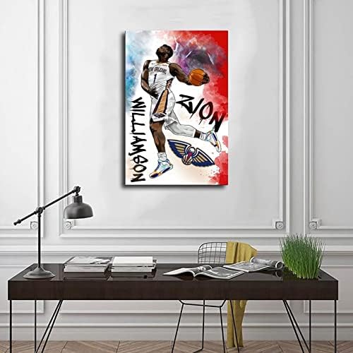 Урроа Зион Вилијамсон Постери за постери за постери за wallид декор војвода Newу Орлеанс Пеликанс потпишаа во стил на нераспомена