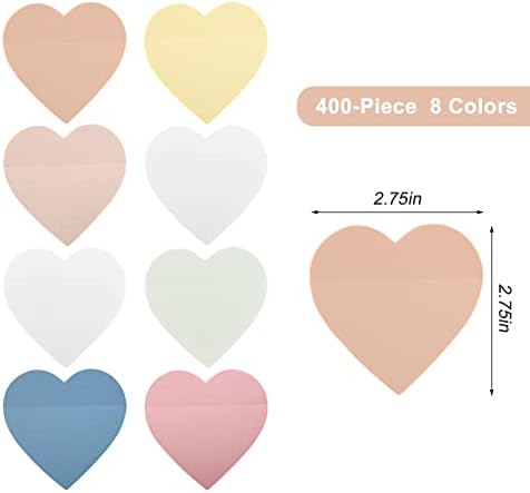 Loveубов срце 400 листови Транспарентни лепливи белешки, водоотпорни проucирни бои Моранди лепливи јазичиња, видете преку лепливи белешки,
