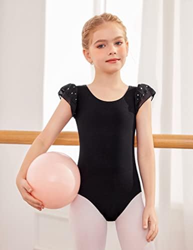 Девојки од Заклоат Сјајни рафли Балет за балет за танц, гимнастика шуплива лак назад леотарди за деца