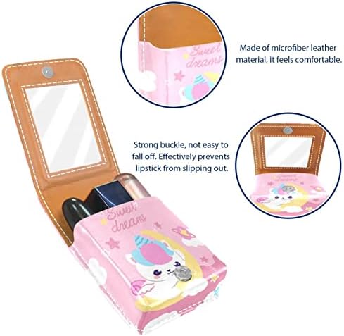 Кармин за шминка ОРИУКАН торба ЗА кармин со огледало пренослива торбичка за складирање кармин организатор за складирање сјај за усни, Цртан