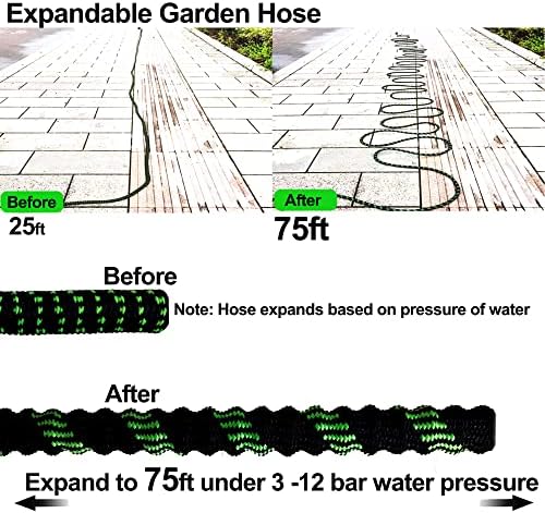 Градинарско црево 50ft Вода црево со 10 распрскувач на млазници за црево, проширување на флексибилно лесен црево, висока јачина,
