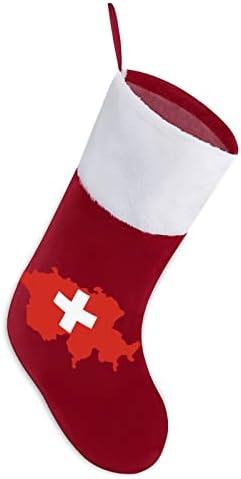 Знаме мапа на Швајцарија Божиќ што виси порибување симпатична Дедо Мраз за украси за Божиќни украси Орнаменти подароци