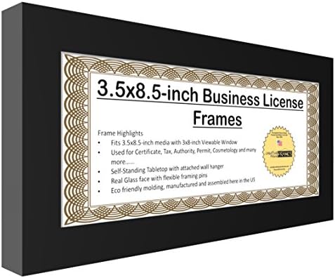 CreativePF [3,5x8.5bk] Рамка за деловна лиценца 3.5 на 8,5-инчен самостојно поставување со wallидна закачалка за поголема разноврсност