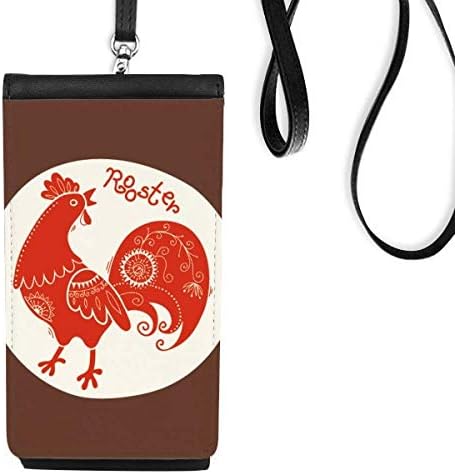 Година на петел животно Кина Зодијак црвен телефон паричник чанта што виси мобилна торбичка црн џеб