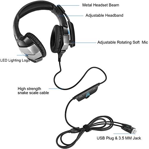К5 Гејмерски Слушалки Со Микрофон За Xbox ЕДЕН Компјутер Гејмери Стерео Звук LED Слушалки за ИГРИ 3,5 мм УСБ Жични Слушалки за Глава