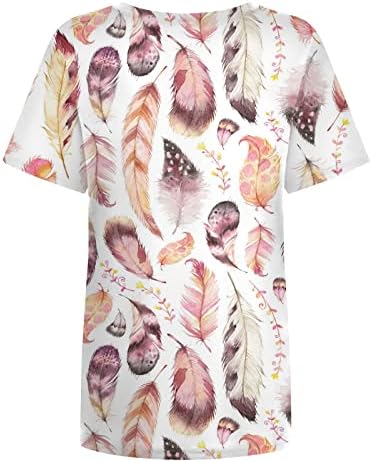 Симпатична Фустан Блузи За Жени Дами Краток Ракав Маица Пердув Печатење Врвот Мода Повик Екипажот Вратот Врвот Кола