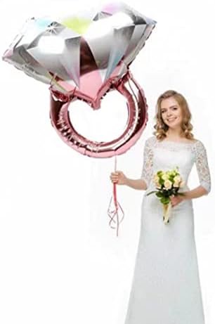 5 Парчиња Денот На Вљубените Дијамант Прстен Фолија Балон Во Собата, Надувување Свадба Балони Розова срце Балони За Невестински